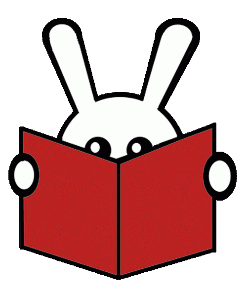 Adventures Underground Logo, a bunny with a book.