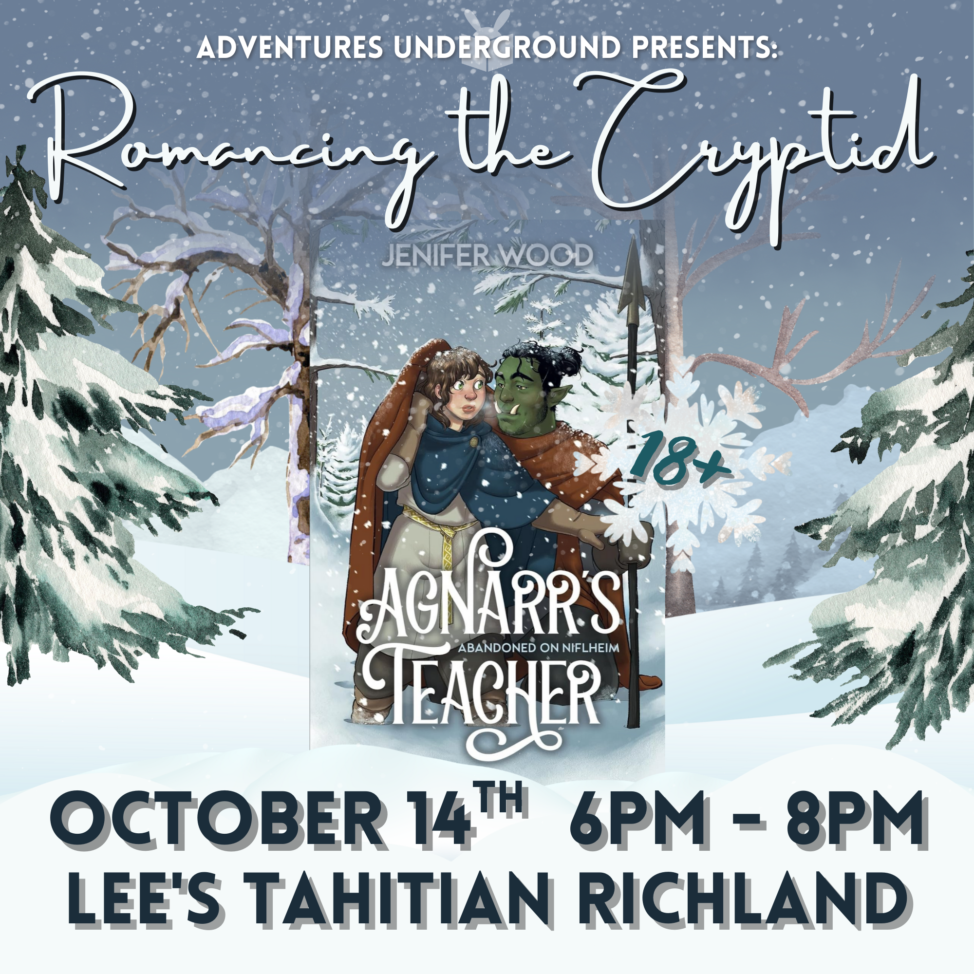 Agnarr's Teacher by Jenifer Wood - Meeting Tuesday, October 14th from 6-8 PM at Lee's Tahitian