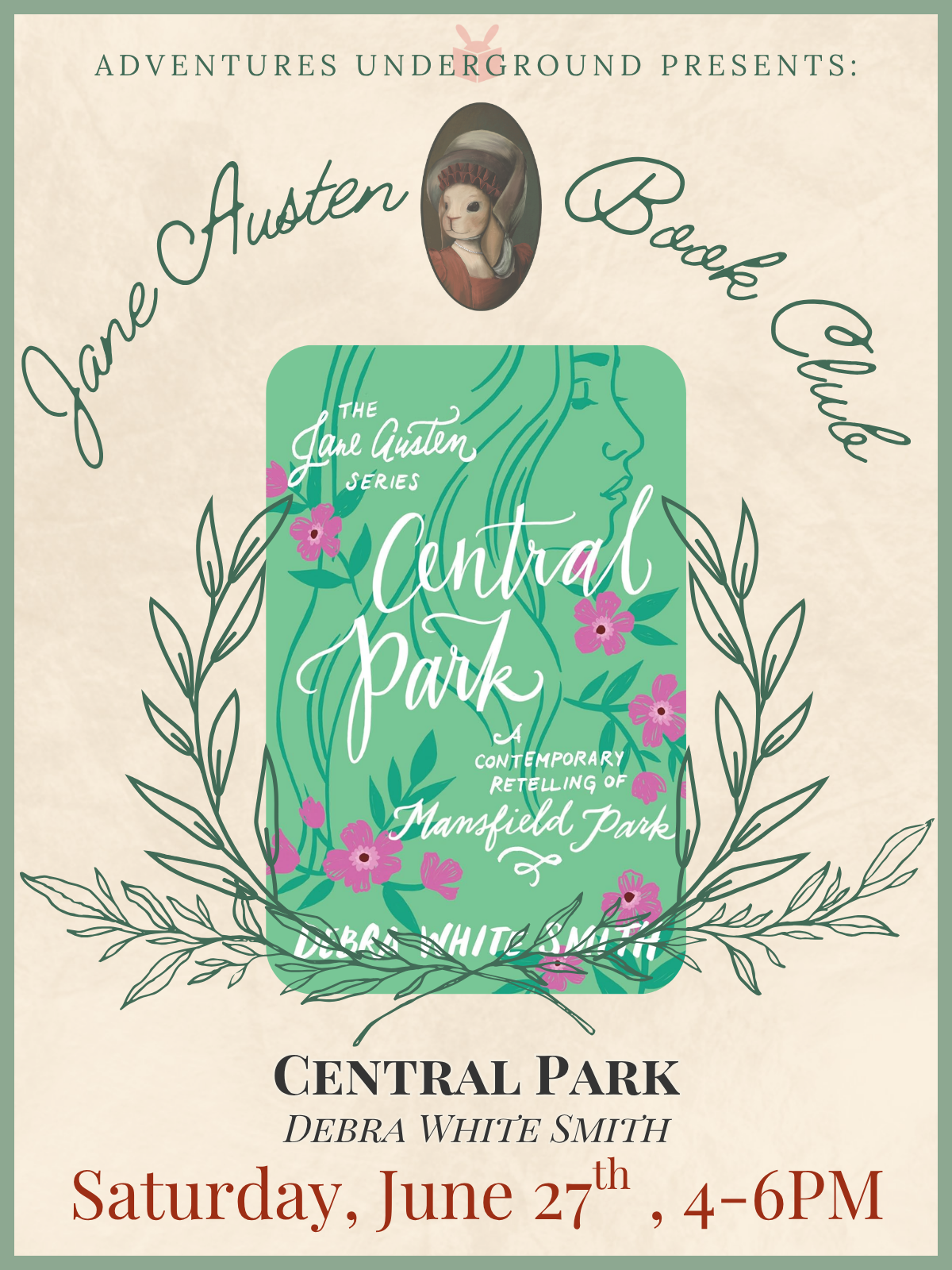 Central Park by Debra White Smith - Meeting Saturday, June 27th at 4PM in the AU Annex.