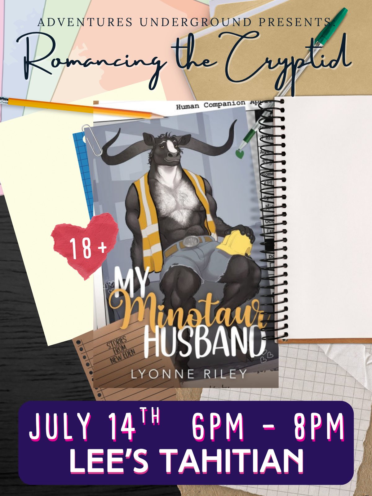 My Minotaur Husband by Lyonne Riley - Meeting Tuesday, July 14th at 6PM at Lee's Tahitian.